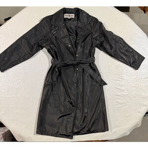 Vintage MALJUT Sportswear Long Coat M Black Made in Korea 90s Trench Unisex